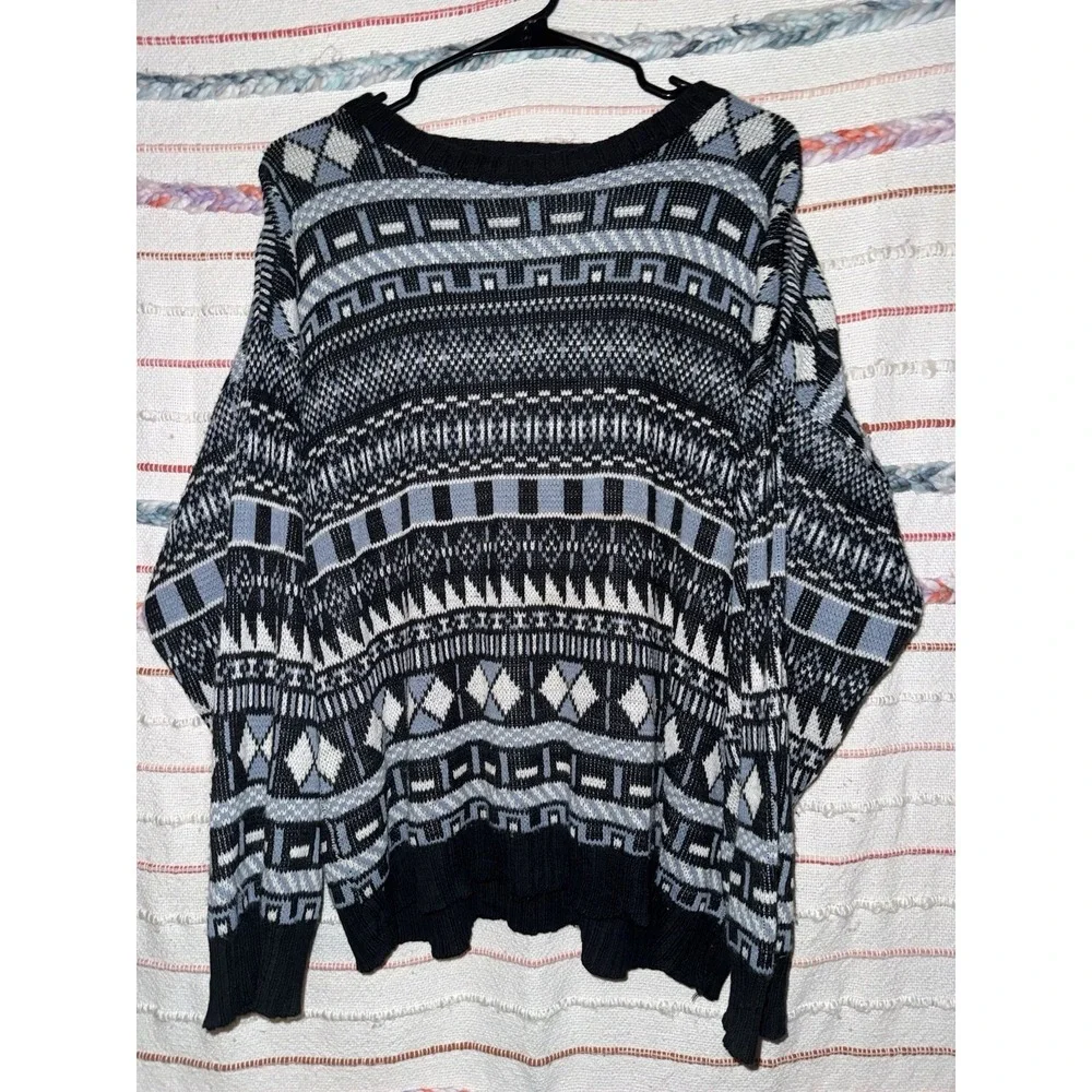 Stilnuovo Knit Sweater M Multicolor Geometric Pullover 30% Wool Vintage 90s